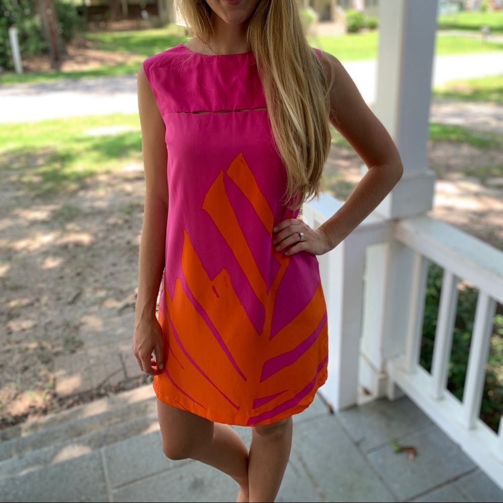 Pink and Orange Silk Tibi Dress